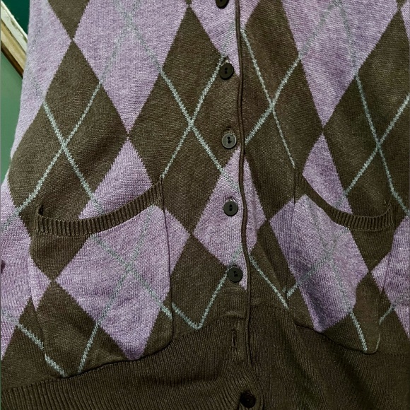 Vintage Plenty by Tracy Reese Argyle Diamond Long Cardigan Sweater M - 8 - Picture 4 of 7